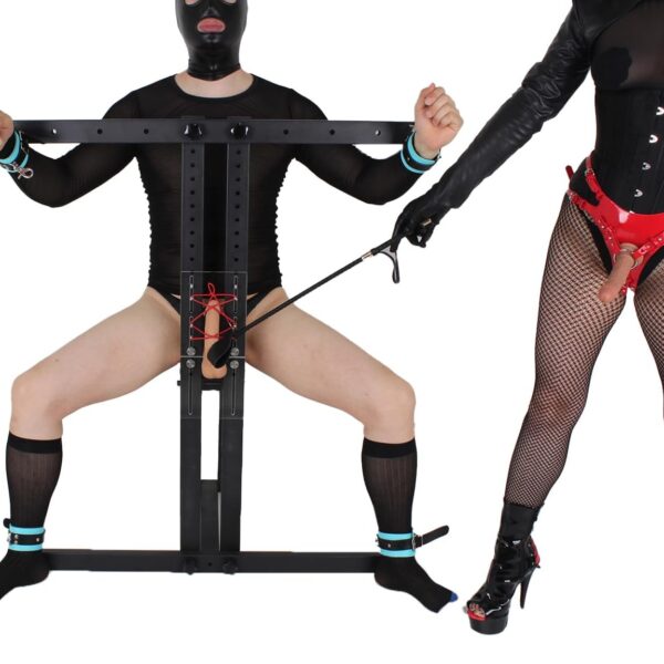 BDSM gaiļa un bumbas spīdzināšanas krēsls