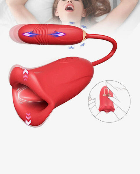 Sūkšanas un laizīšanas stimulators ar dildo