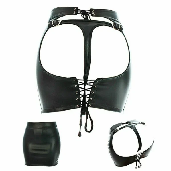 Ādas svārki ar izgriezumu zem sēžamvietas